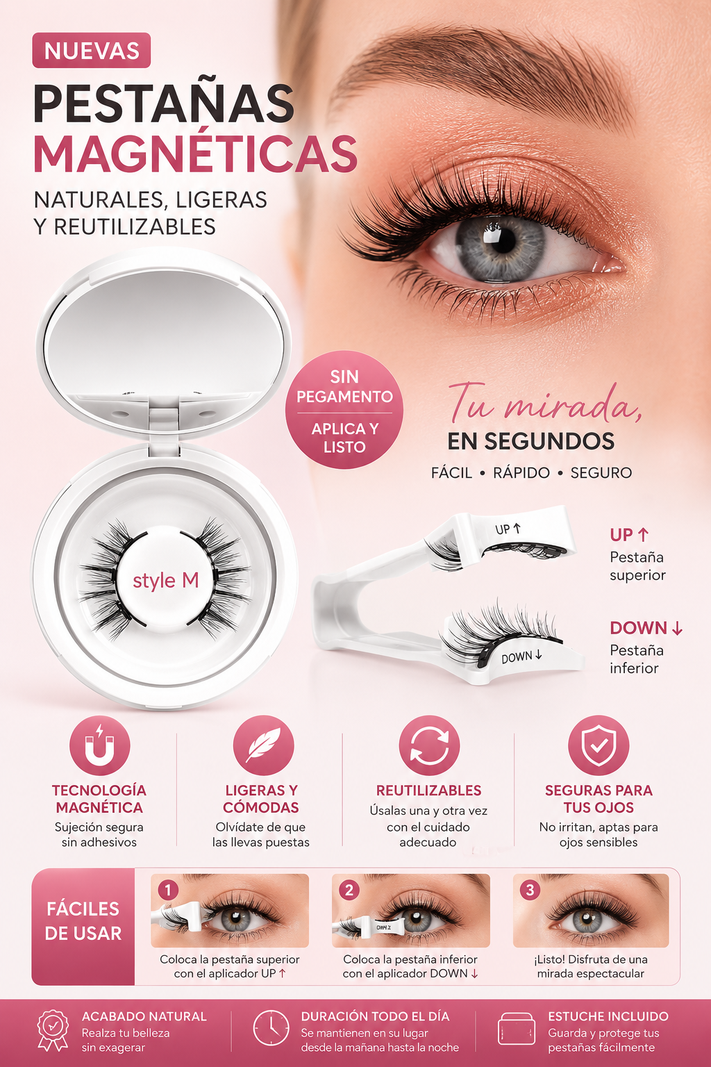 Pestañas magnéticas reutilizables